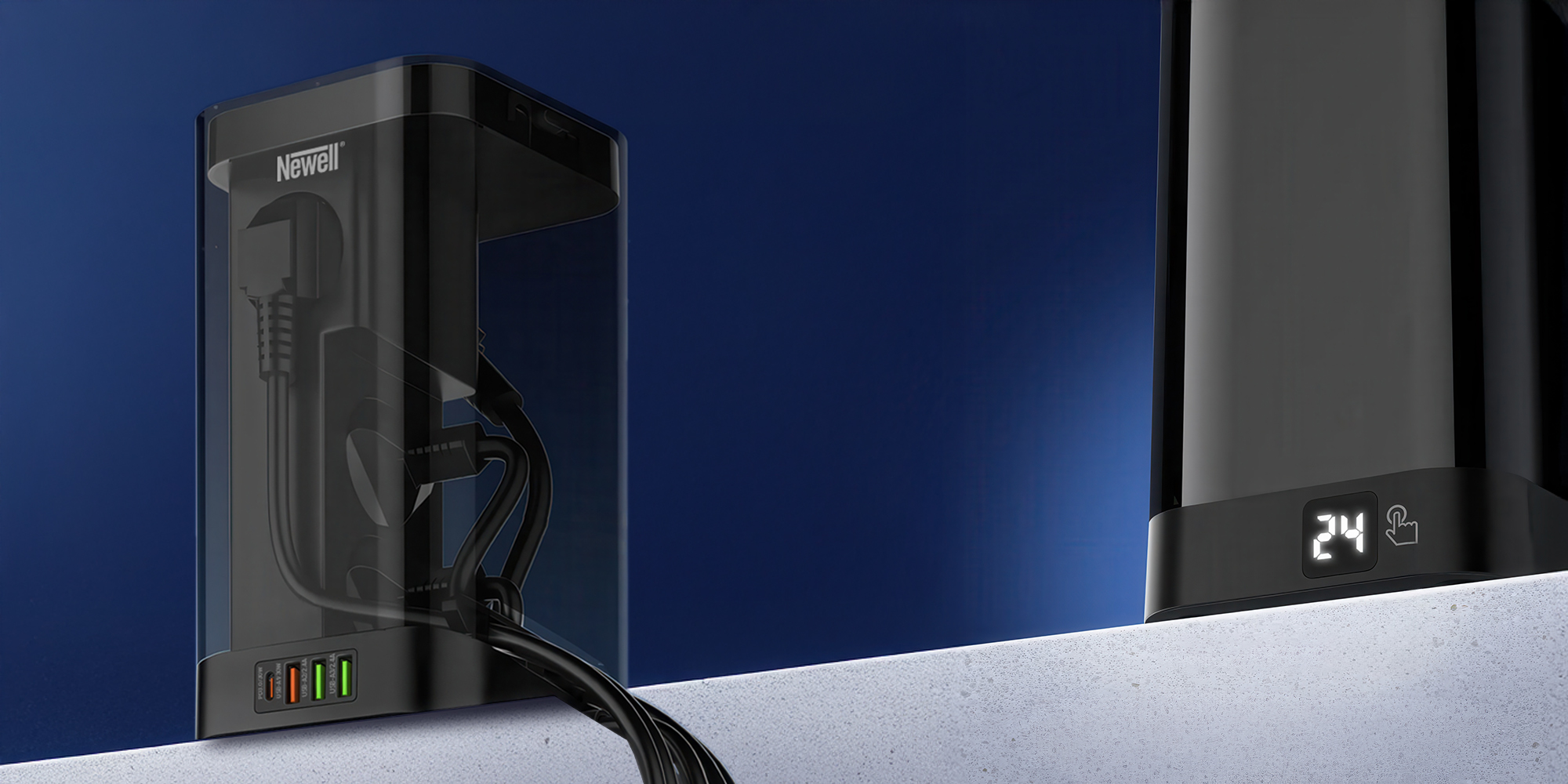 Stacja zasilająca Newell GaN Power Cube 8w1 z ładowarką indukcyjną